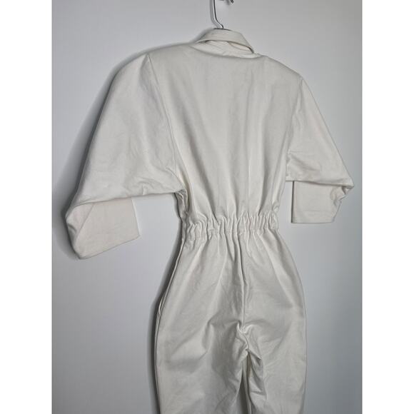 Vintage Venezia Sportswear White Denim Jumpsuit 80s Power Suit Cinched Waist XXS - Picture 14 of 16